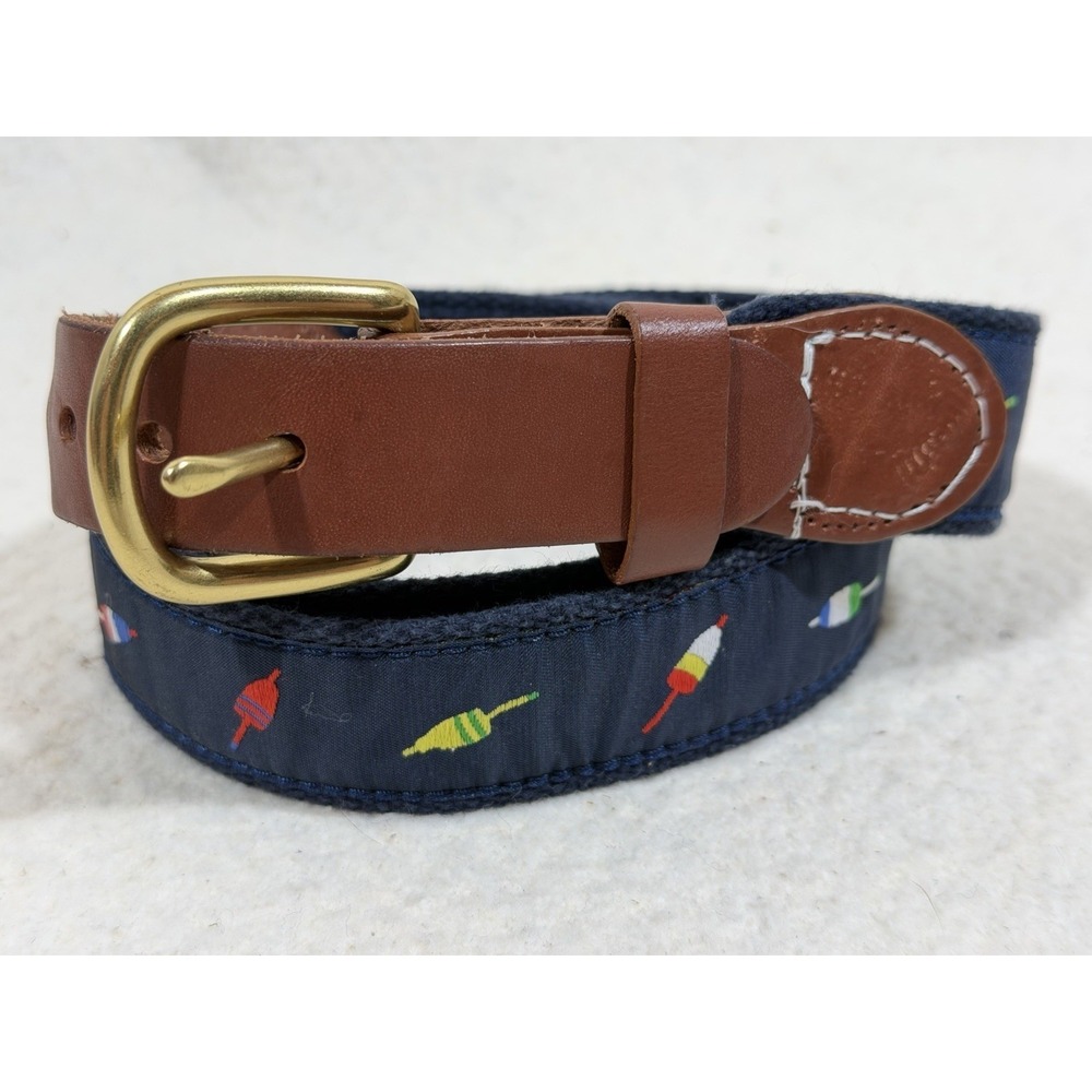 Leatherman Belt 40 Multicolor Mens Fishing Bobber Leather Brass Buckle Nautical